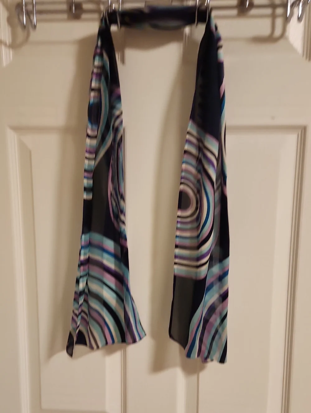Echo Abstract Swirl Pattern Scarf in Black, Teal & Lavender